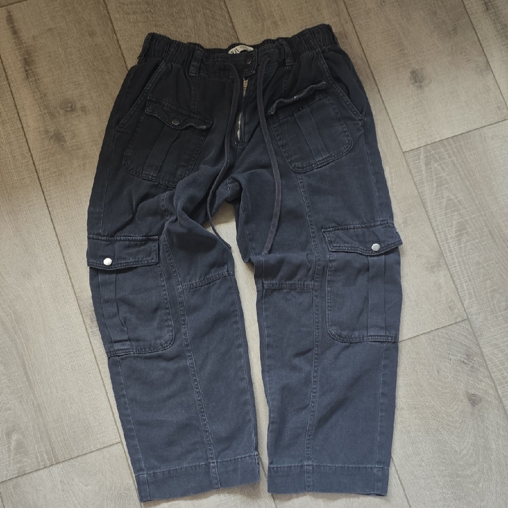 Zara Womens M Navy Cargo Utility Pants
